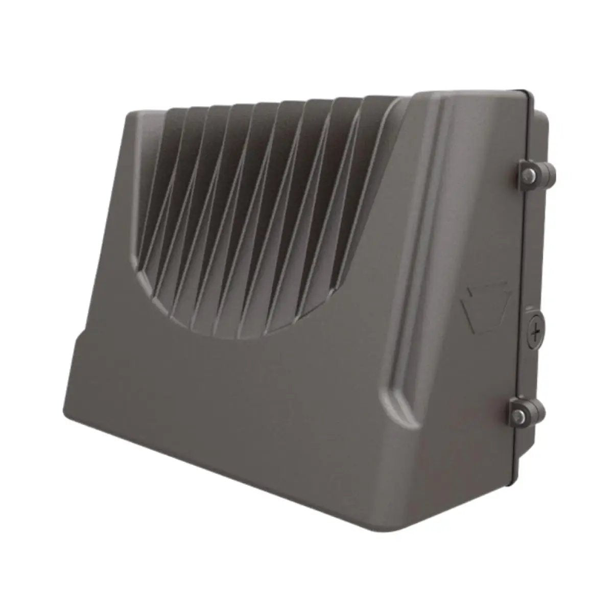 Full-cutoff LED wall pack with shielded optic for controlled distribution and reduced uplight; 120–277V input, 0–10V dimming, IP65-rated, 40W output (5,200 lumens) with 4000K/5000K options and 80+ CRI.