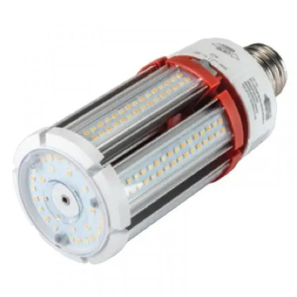 HID Retrofit LED Bulb: A close-up of a cylinder-shaped light bulb, providing powerful CCT selectable white light (1287-2556 lumens) for energy-efficient replacement of HID lamps. Easily installed by disconnecting the ballast and screwing in the bulb. 120-277V input voltage, medium E26 base. 2.32&quot;D x 6.22&quot;H dimensions. 5-year warranty, cULus listed.