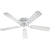 A low-profile Hugger Ceiling Fan with 4 blades, providing powerful circulation. Available in antique brass, satin nickel, and white finishes. Perfect for indoor areas with limited ceiling height.