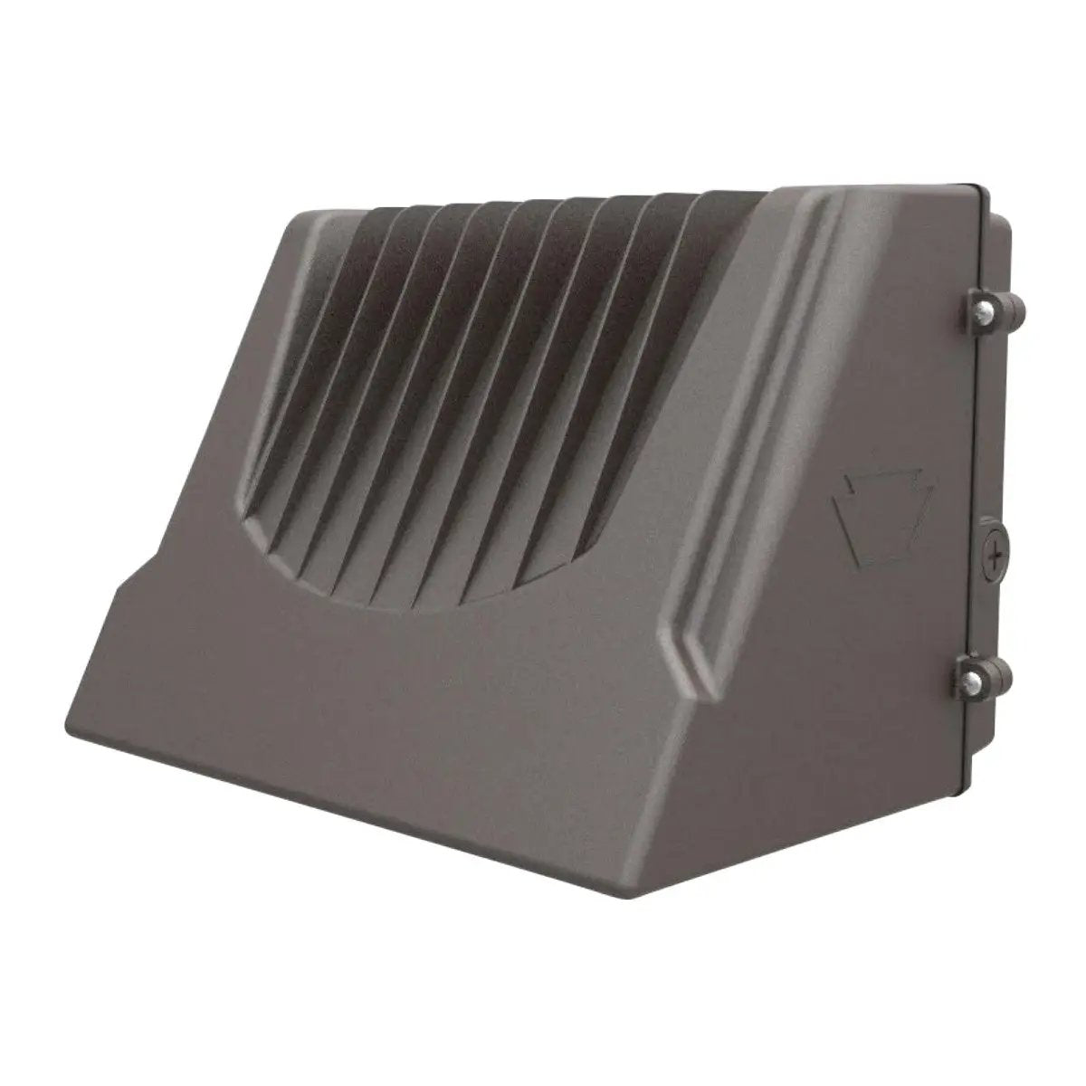 Cutoff LED wall pack with shielded optic for controlled distribution and reduced uplight; 120–277V input, 0–10V dimming, IP65-rated, 100W output (13,000 lumens) with 4000K/5000K options and 80+ CRI.