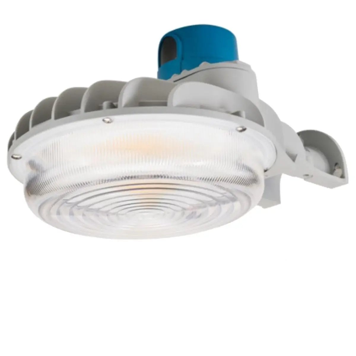 LED Dusk to Dawn Light: A versatile, energy-saving outdoor fixture by Keystone Technologies. Provides 5200-9250 lumens of CCT selectable lighting. Dimmable and motion sensor optional. UL Listed, RoHS Compliant, IP65 Rated, DLC Premium Listed. 13.62"L x 9.13"W x 7.36"H. 5-year warranty.