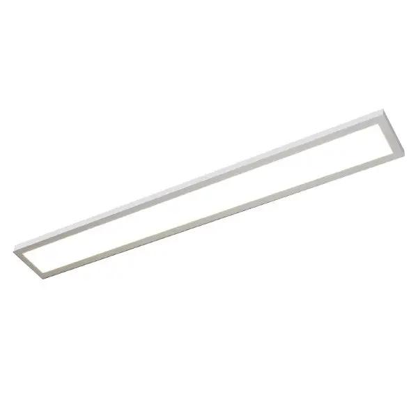 A rectangular LED strip light for drop ceiling, providing balanced illumination and selectable CCT and lumen adjustment. 1900-3800 lumens of glare-free ambient lighting. 5-year warranty.