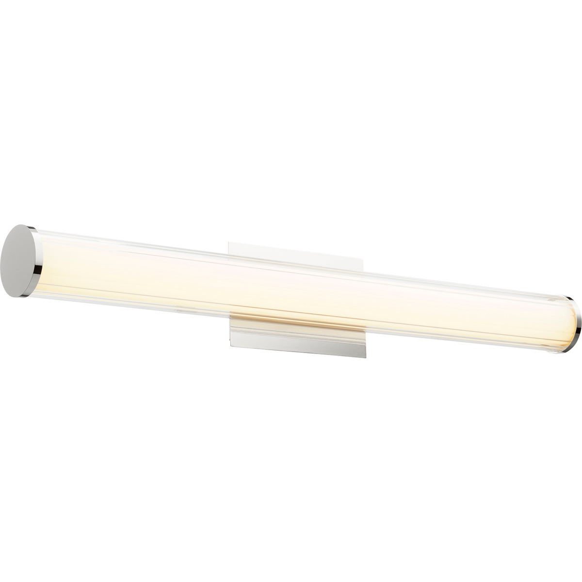 LED Vanity Light by Quorum International - A sleek and modern light fixture with clean lines. Perfect for any residential space. 26W LED, 2205 lumens, 3000K color temperature, dimmable. UL Listed, Damp Location rated. 34.5"W x 5.25"H x 3.75"E. 2-year warranty.