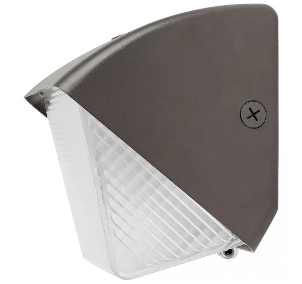LED wall pack light with compact housing for doors and small perimeter runs; 120–277V input, 30W output (4,097 lumens).