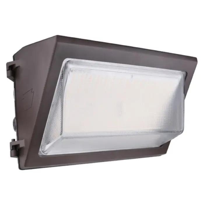 A close-up of an LED Wall Pack with Photocell, providing 17865 lumens of CCT selectable white light. Upgrade to energy efficient LED lighting with this easy, one-for-one replacement solution from Keystone Technologies. Dimmable and equipped with color select technology for desired color temperature.