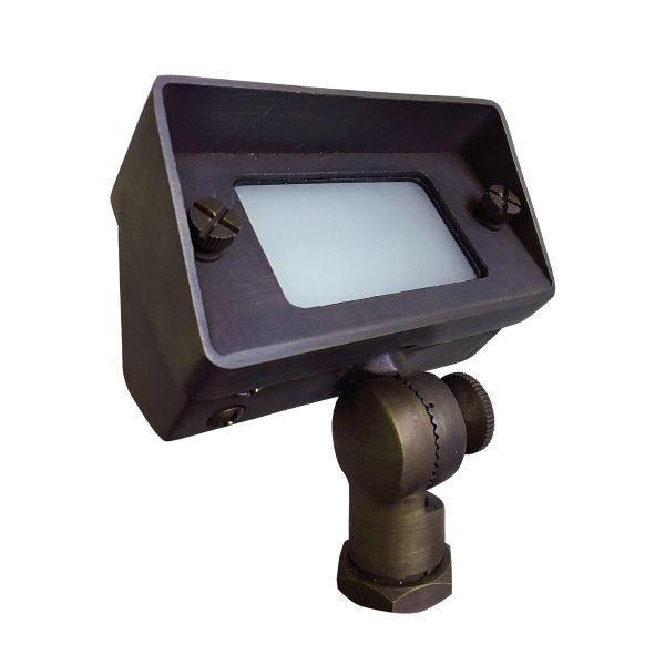 A close-up of the Sollos Lighting Landscape Flood Reflector Light, showcasing its durable die-cast aluminum build and adjustable beam angle. This 20W light is perfect for illuminating outdoor spaces, with a wet location safety rating and a 5-year warranty.