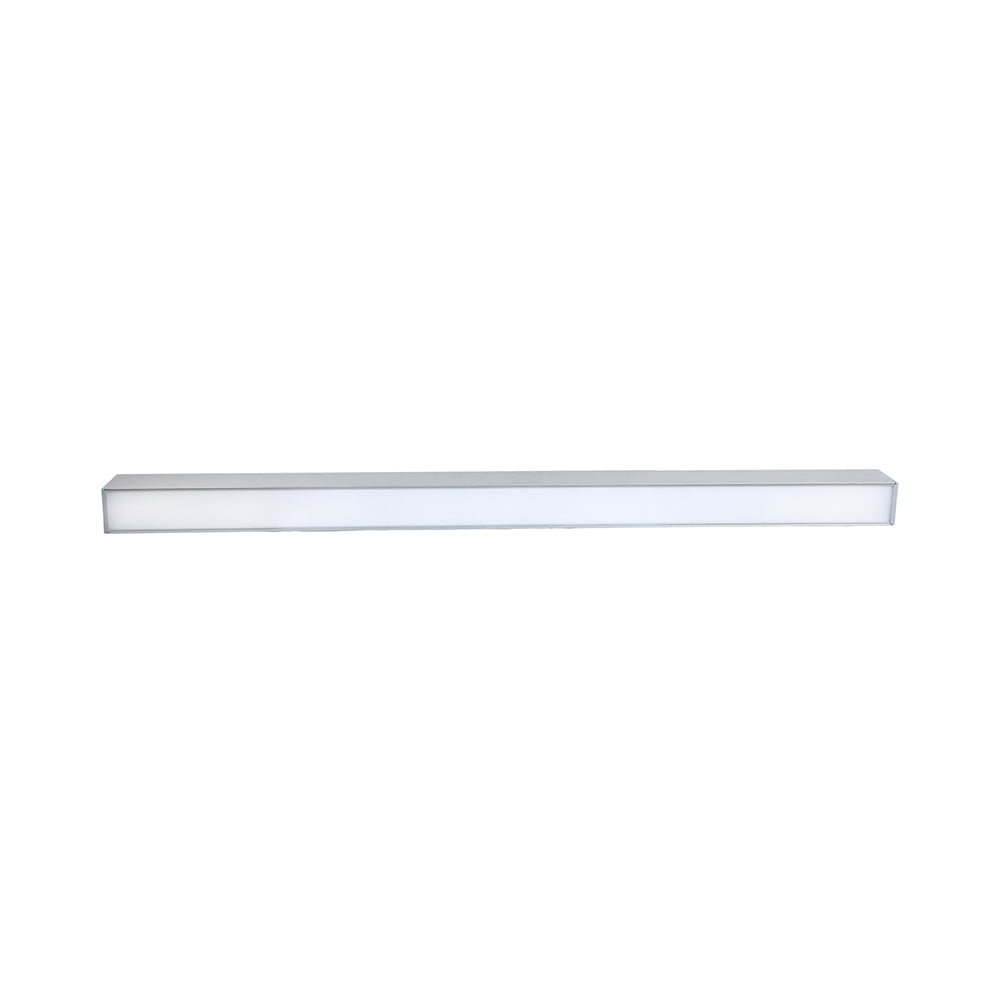 Linear Pendant Light, a long rectangular fixture providing 1950 lumens of uplight and 4550 lumens of downlight. Perfect for commercial spaces like offices, healthcare facilities, and retail stores. 50W LED with 3000K, 4000K, and 5000K color temperature options. ETL Listed, RoHS Compliant, DLC Premium Listed. 47.48"L x 3.15"W x 2.75"H. 5-year warranty.