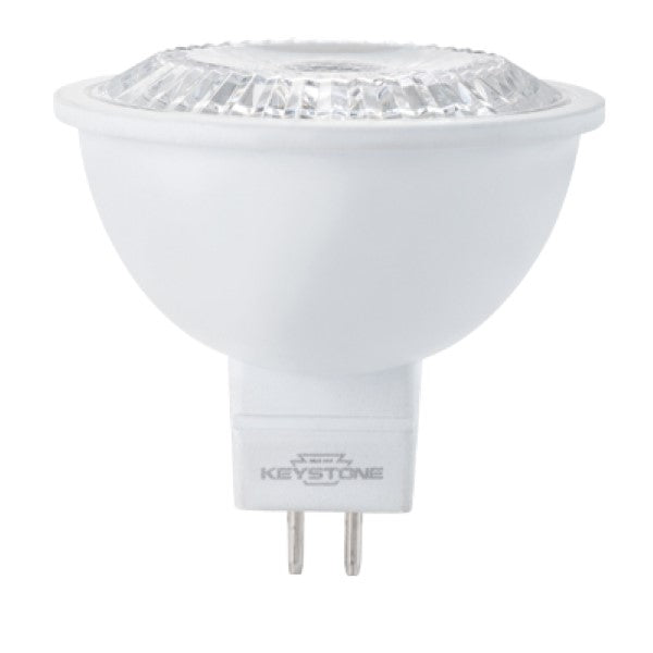 MR16 LED light bulb with 500 lumens, 7W, and GU5.3 base. Ideal for replacing small halogen bulbs in open and recessed fixtures. 3-year warranty.