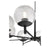 Mid Century Modern Chandelier with clear lights and rounded casings, showcasing subtle, stylized design. Strong angles and bold lines complement rounded profiles. Matte Black finish. Perfect for kitchens, dining rooms, living rooms, or entry foyers. 34"W x 11"H. 8 bulbs, 60W, Medium E26 base. Dimmable. UL Listed. 2-year warranty.