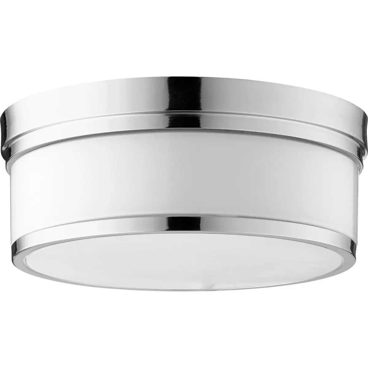 A modern flush mount light fixture with a silver circle design. Adds futuristic luxury to any space. Brand: Quorum International.