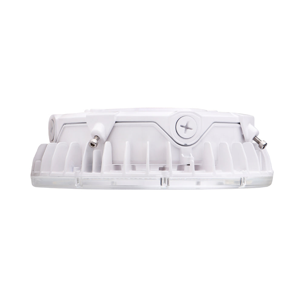 Outdoor Canopy Light: A white light fixture with a circle, providing 12500-14000 lumens of CCT tunable white light. Weatherproof (IP65), UL safety certified, and energy-efficient LED technology. Perfect for replacing metal halide or fluorescent fixtures.
