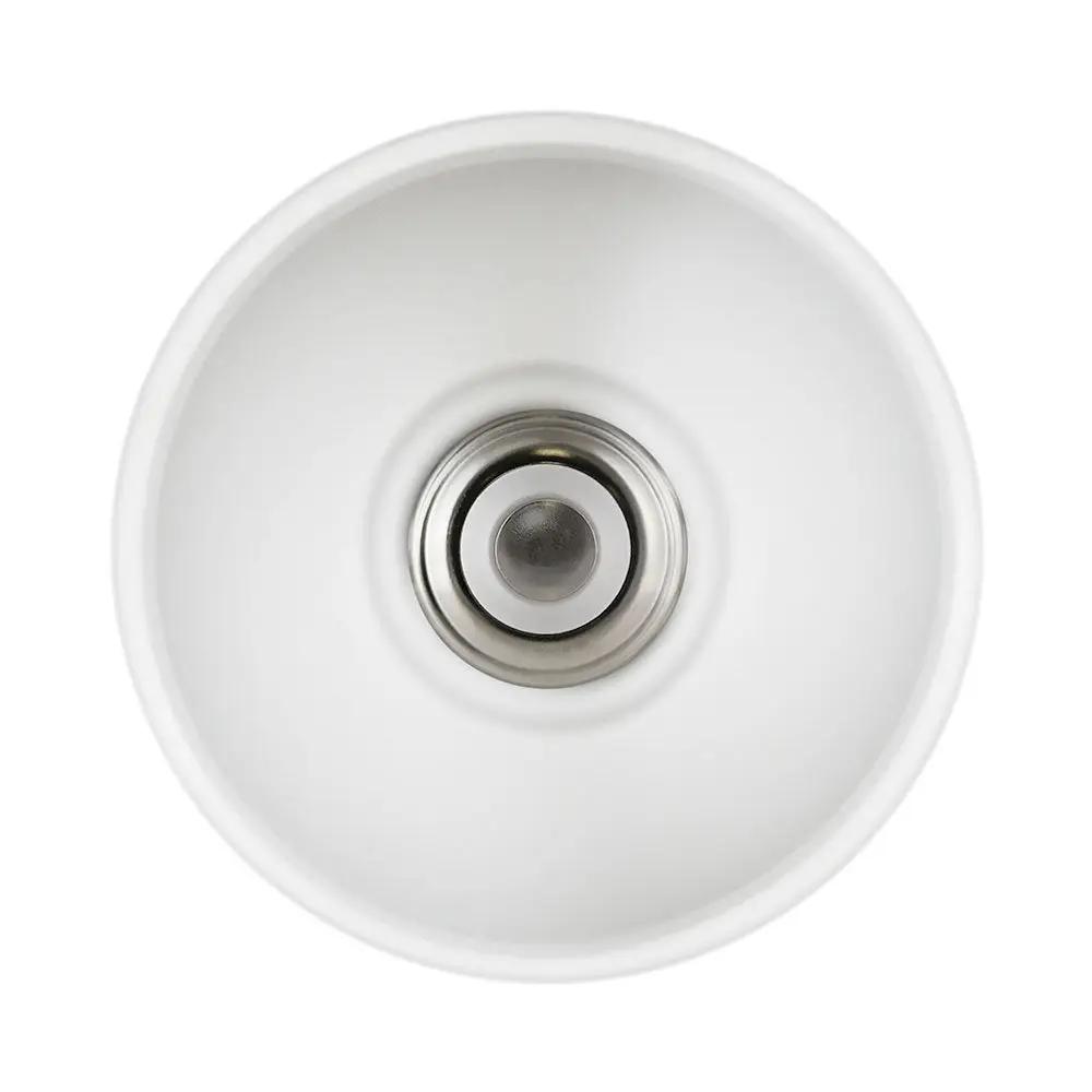 A white bowl with a silver center, showcasing the PAR30 LED Short Neck Bulb by Euri Lighting. This 11W bulb delivers 975 lumens, energy savings, and long-lasting performance. Ideal for ambient lighting or general-purpose applications.