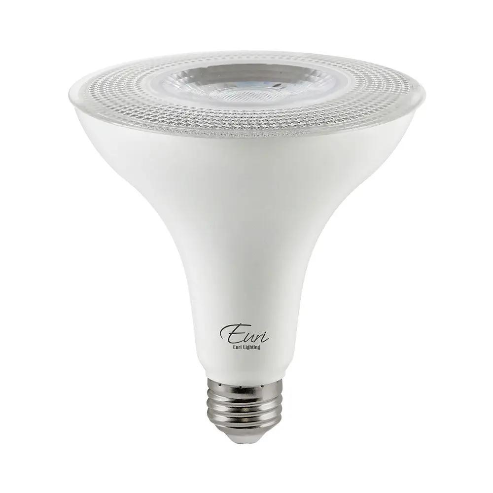 PAR38 LED bulb with medium E26 base and dimmable output for high-output directional lighting; 120V input, 15W (1,250 lumens) with 80 CRI and Energy Star rating.