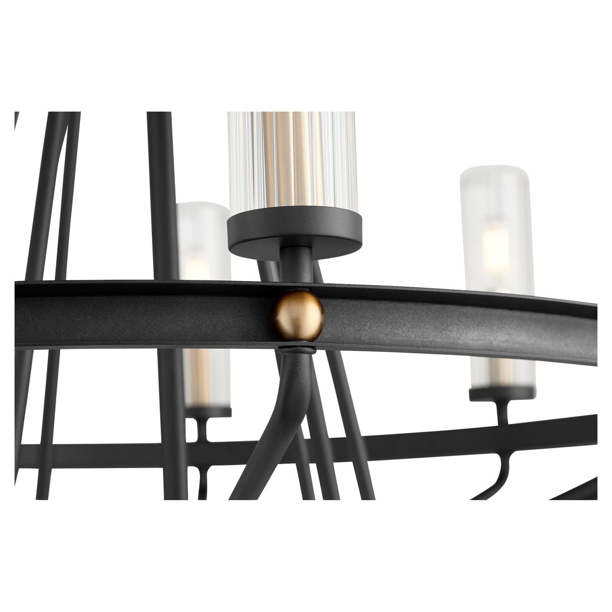Ring chandelier with close-up view. Modern design brings radiant lighting quality to any interior space.