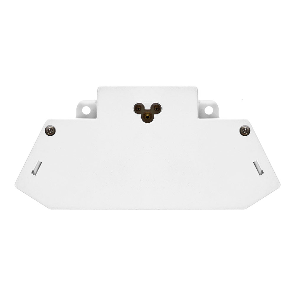 Shop Light: A white rectangular object with two holes, providing 4300 lumens of 5000K white light. Ideal for garages, workshops, and warehouses. Linkable up to 10 units for a maximum run of 40 feet. Constructed of aluminum with a white finish. 47.08"L x 5.88"W x 2.75"H.