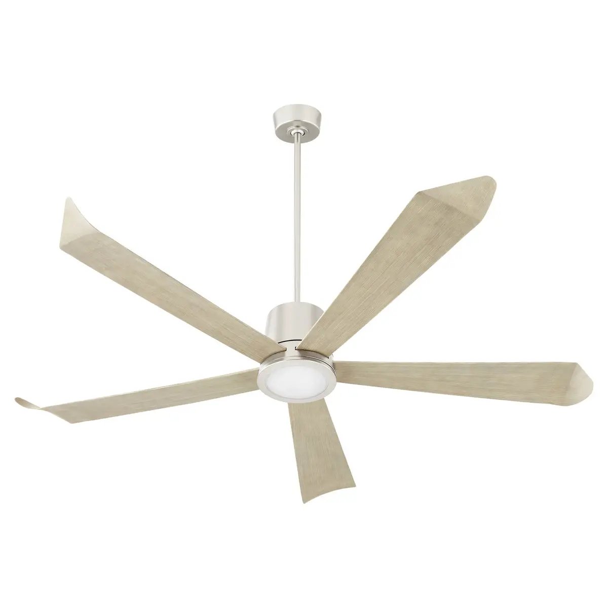 A smart ceiling fan with elongated blades and optional light kits. Perfect for elevating any living space. Brand: Quorum International.
