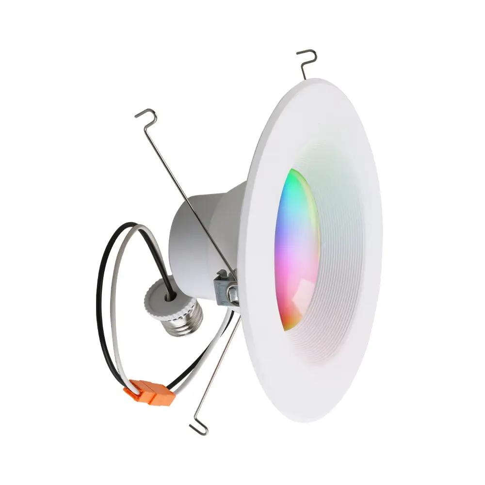 Smart Recessed Lighting with Wi-Fi control, 16M colors, and voice command compatibility. Effortlessly adjust brightness and color temperature.