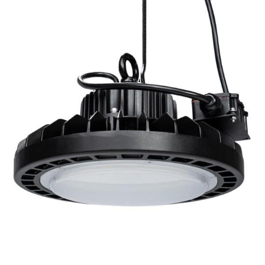 UFO High Bay Light, 100 Watt, 13000 Lumens, 80+ CRI, 1-10V Dimming, 110 Degree Beam Angle, IP65 Rated, Polycarbonate Frosted Lens, 120-277V