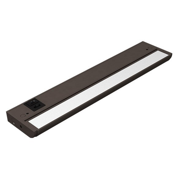 Under Cabinet LED Lighting Fixture: A long rectangular light with a switch, providing 620 lumens of CCT selectable illumination. Adjustable and adaptable, perfect for various applications. Brand: American Lighting.