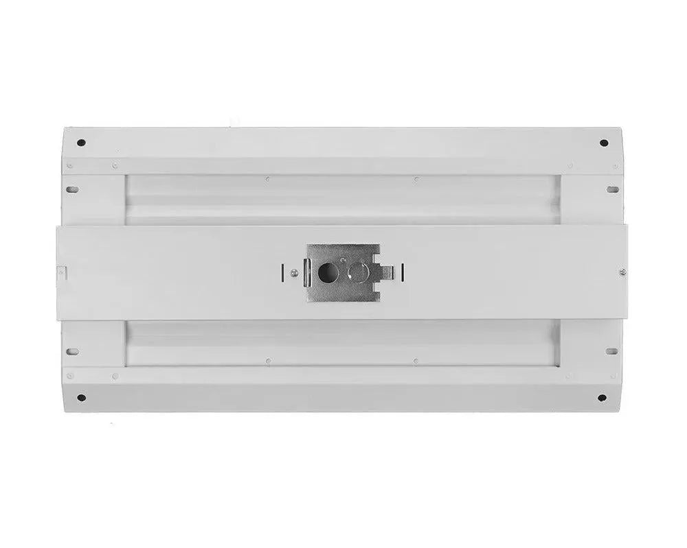 Rear view of CoreBay Series 2-foot LED linear high bay showing centered power entry connection for suspended installation