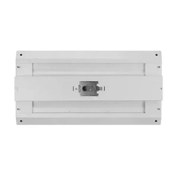 Rear view of CoreBay Series 2-foot LED linear high bay showing centered power entry connection for suspended installation
