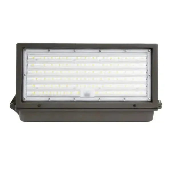 DarkShield Series LED full cutoff wall pack bottom view showing recessed lens and downward light distribution design