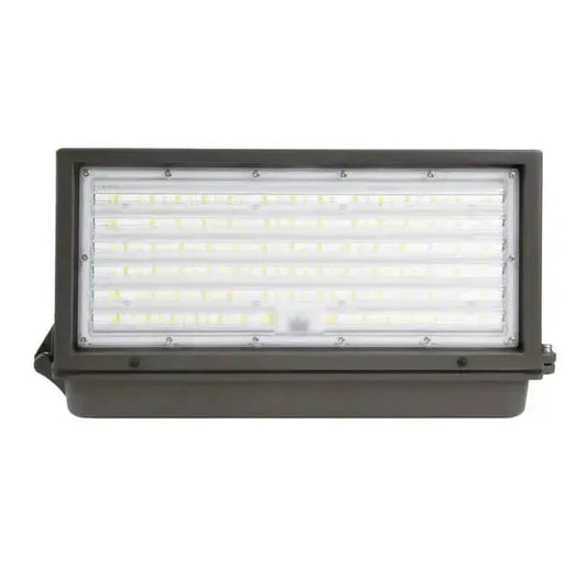 DarkShield Series LED full cutoff wall pack bottom view showing recessed lens and downward light distribution design