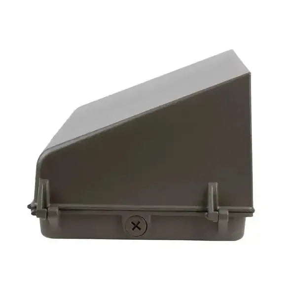 DarkShield Series LED full cutoff wall pack side view showing electrical knockout entry point for conduit connection
