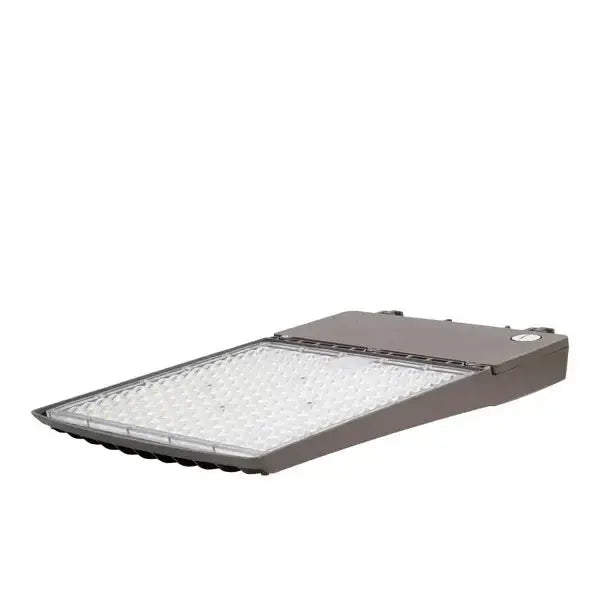 GridMax Series LED area light angled upside down view highlighting optical lens designed for Type III light distribution