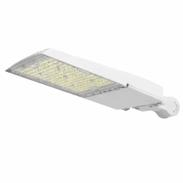 GridMax Series LED area light in white finish configured for commercial parking lot and site lighting installations