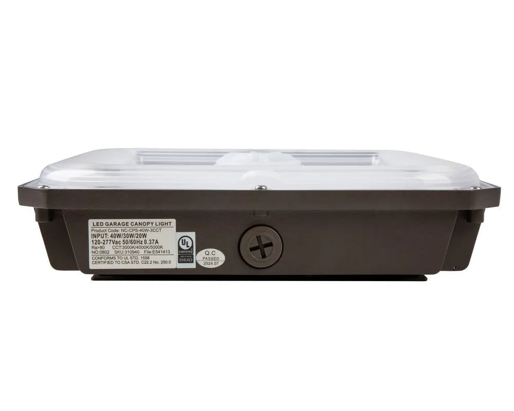 LED Canopy Light — Emergency Backup — Selectable 40–75W — 120–277V — Selectable CCT