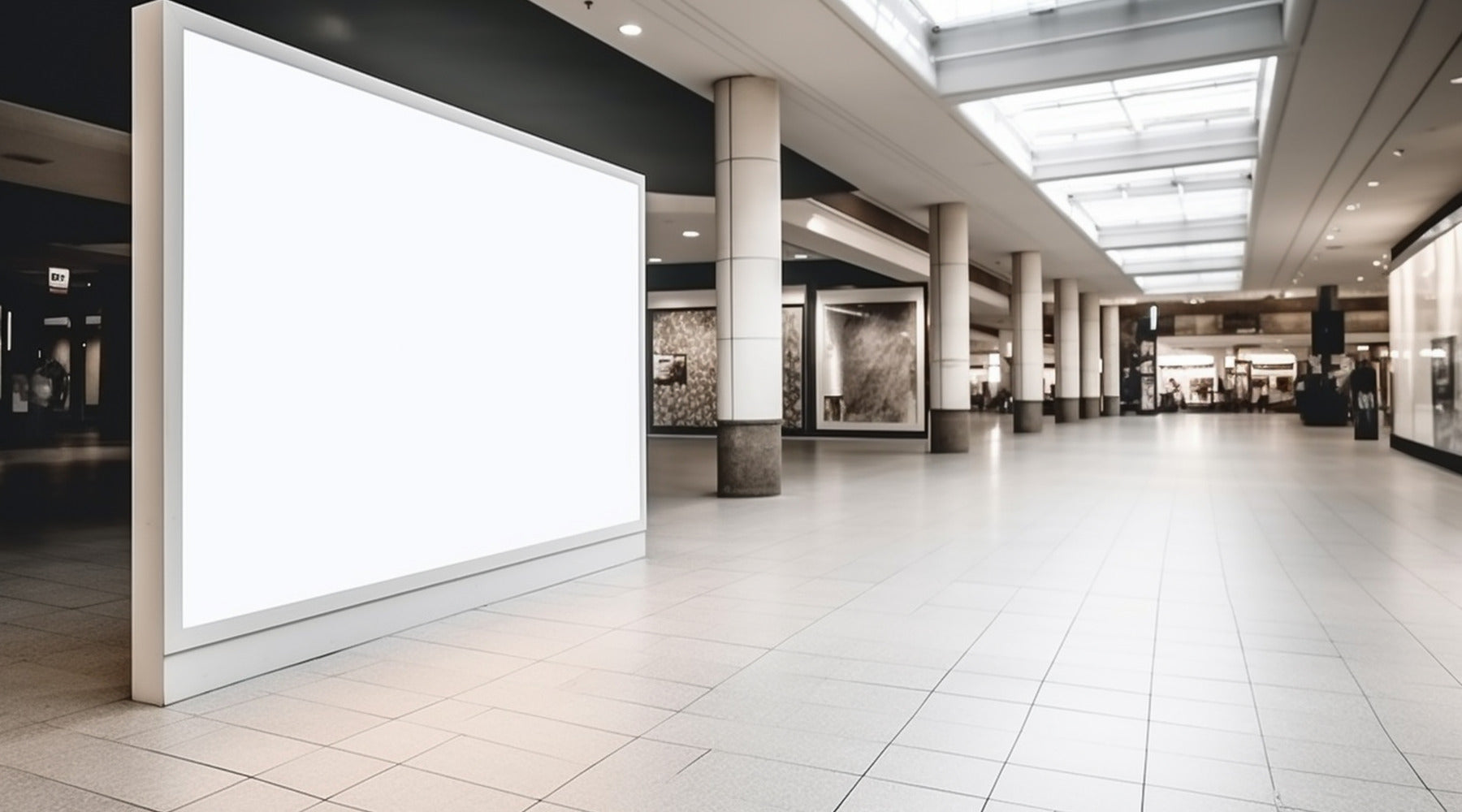 LED CFL retrofit lamps used in commercial recessed lights throughout shopping mall