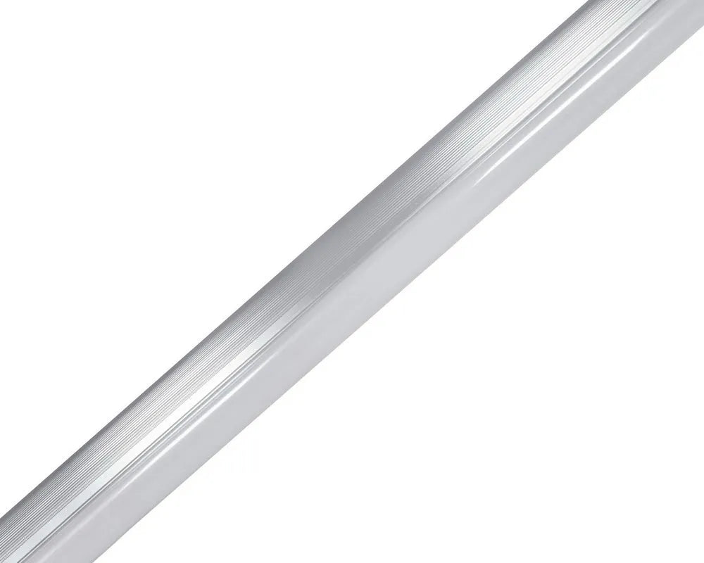 Close-up detail of Linear5 Series T8 LED tube lens and rear housing showing selectable configuration access panel