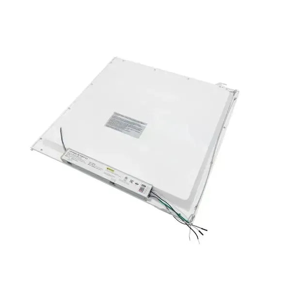 LumaFit Series 2x2 LED panel retrofit back view showing integrated LED driver and electrical junction box for commercial retrofit installation