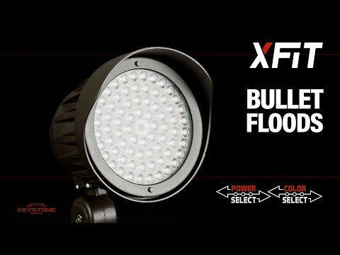 Mini LED Flood Light - 15W to 25W, Energy-Efficient White Light, Power and Color Select, Photocell, Optic Lens, Bronze/White, 120-277V