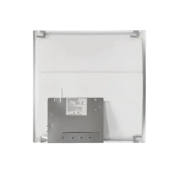 Rear view of PrismLay Series 2x2 LED troffer light showing integrated driver and electrical junction box