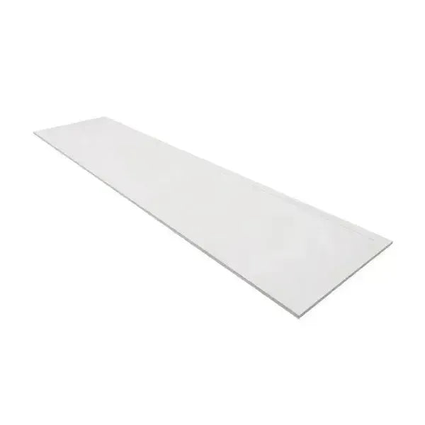 Angled view of SkyLine Series 1x4 LED flat panel diffusion lens showing low-profile recessed commercial ceiling design