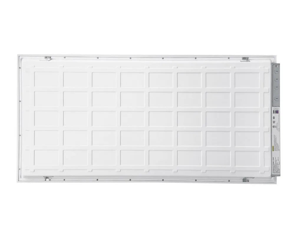 SkyLine Series 2x4 LED flat panel rear view showing integrated LED driver and electrical junction box for commercial ceiling installation