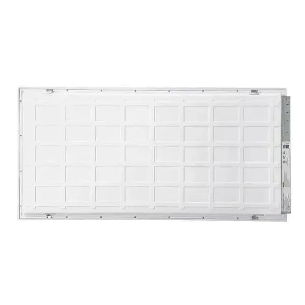 SkyLine Series 2x4 LED flat panel rear view showing integrated LED driver and electrical junction box for commercial ceiling installation