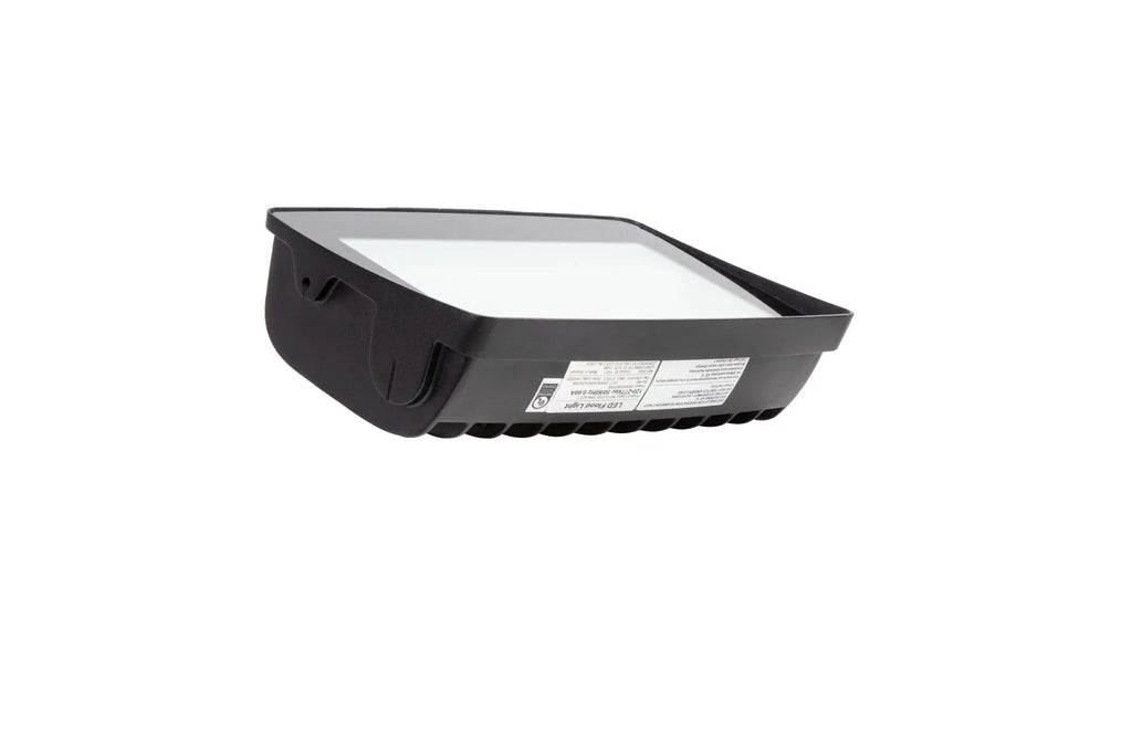 TitanBeam Series LED flood light angled view highlighting optical lens design for exterior commercial illumination