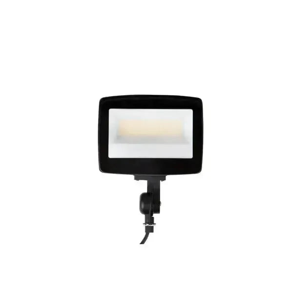 TitanBeam Series LED flood light front view showing optical lens assembly knuckle mount adjustment point and power cord connection
