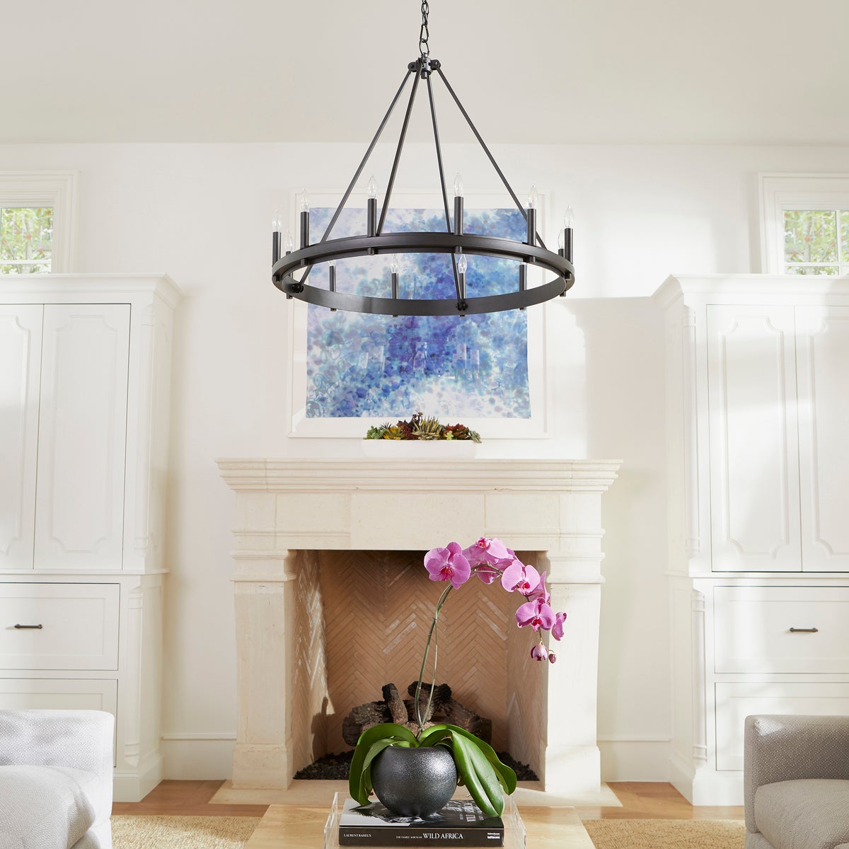 Wagon Wheel Chandelier-by-Quorum International