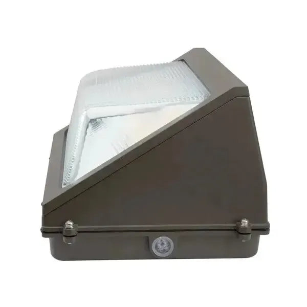 WallGuard Series LED traditional wall pack showing sealed compartment covering selectable CCT and wattage configuration switches