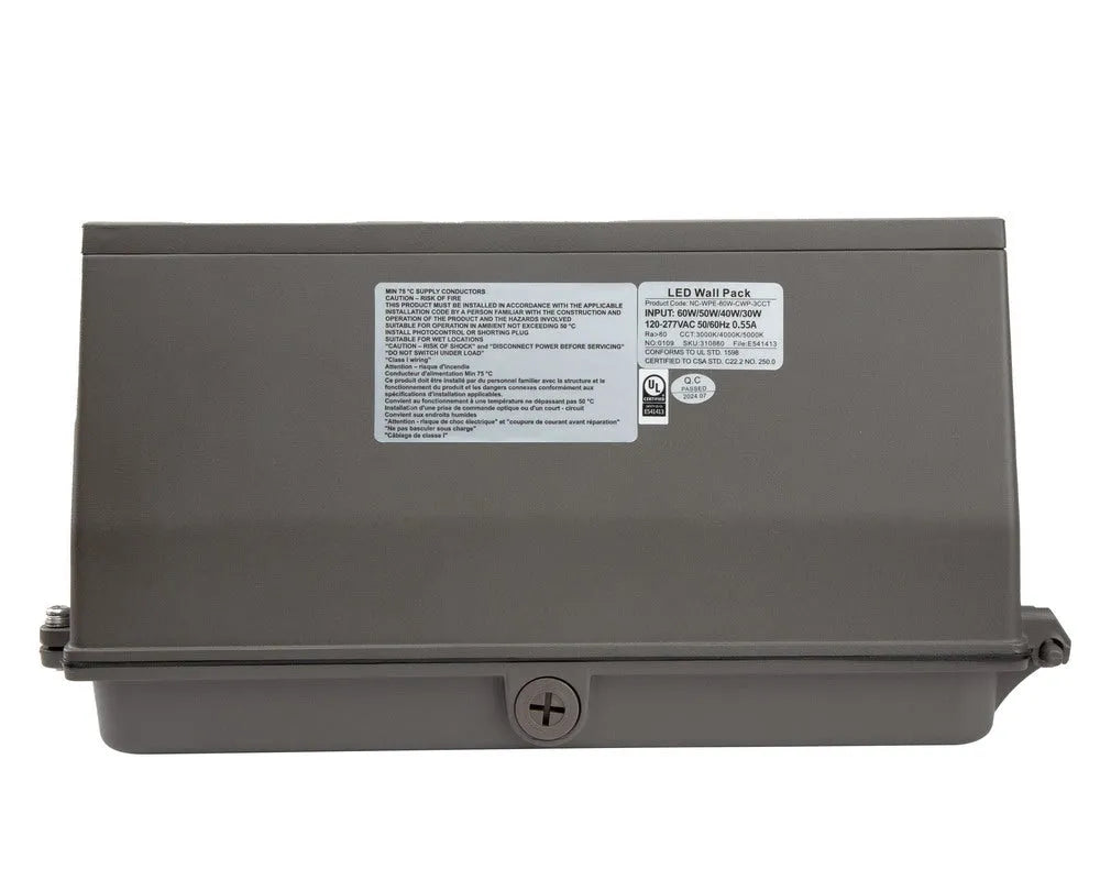 WallGuard Series LED traditional wall pack top down view showing fixture housing profile and mounting structure